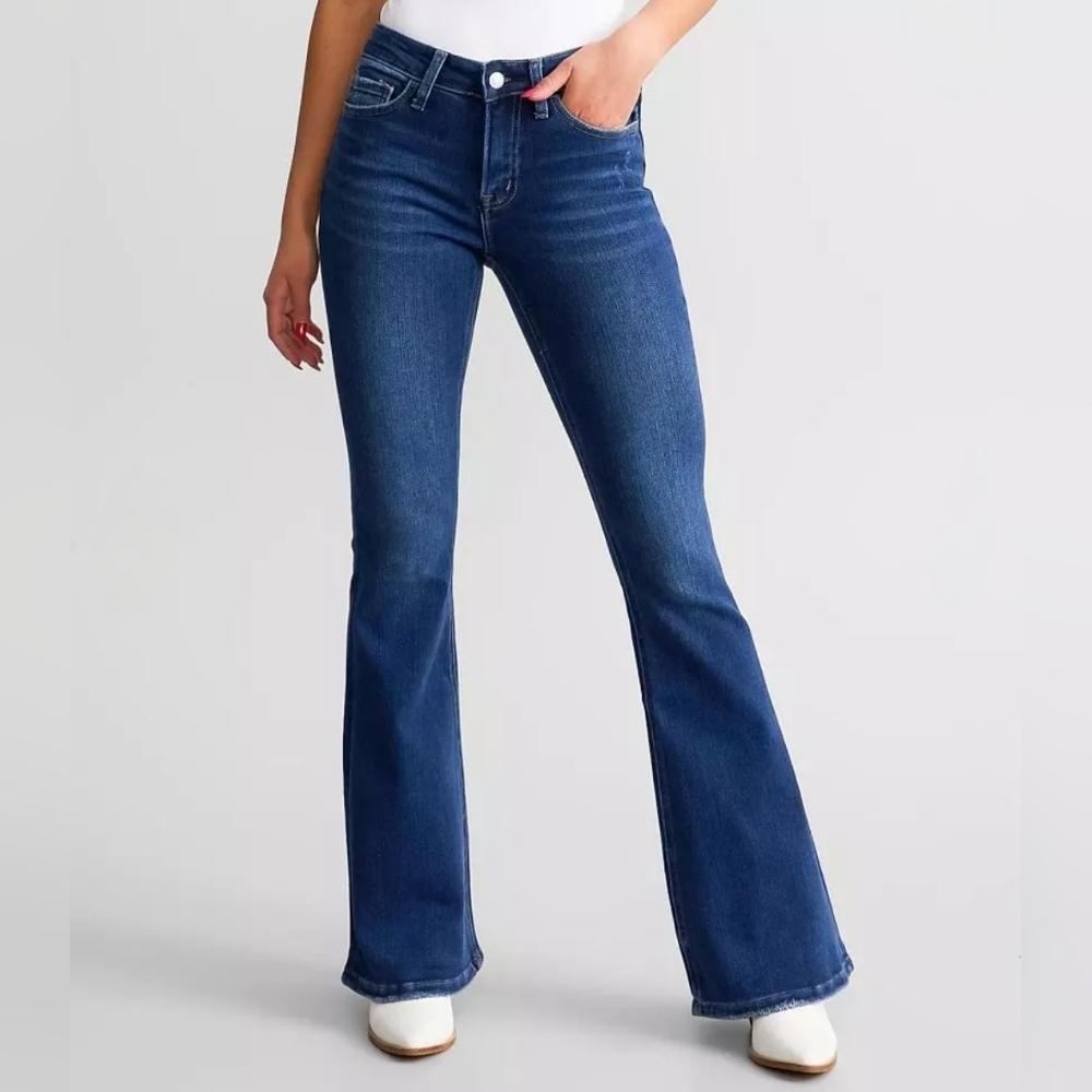 Vervet by Flying Monkey Dark Wash Mid Rise Flare Jeans Size 7(28) women's size 6 - Picture 4 of 14